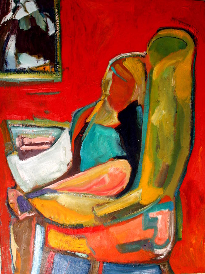 Girl Reading Newspaper Painting