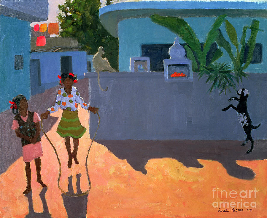 Girl Skipping Painting by Andrew Macara