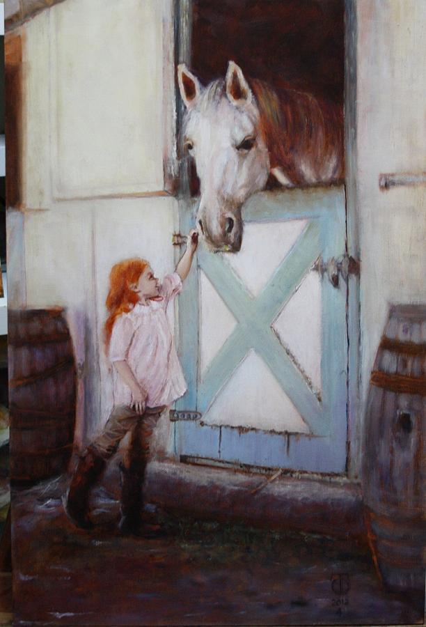 Horse Painting - Girl with a Horse by Caroline Anne Du Toit