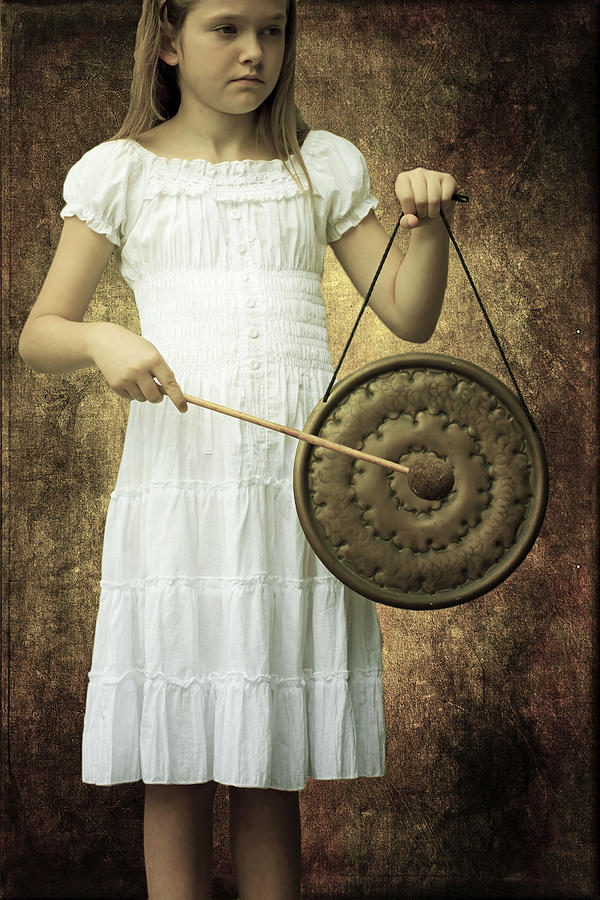 Vintage Photograph - Girl With Gong by Joana Kruse