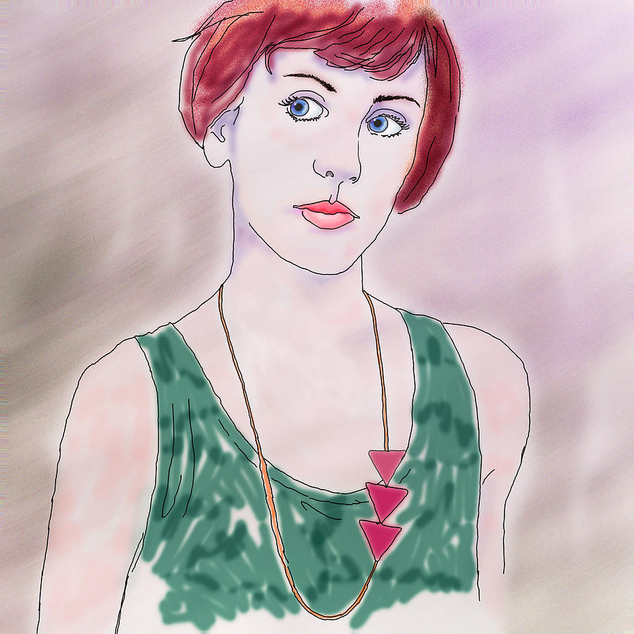 Girl With Necklace Digital Art by Ginny Schmidt