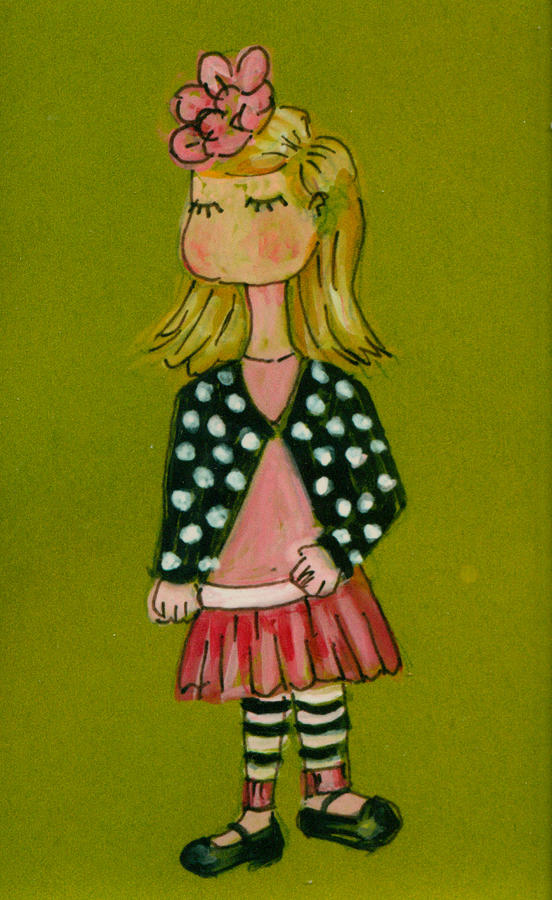 Girl With Pink Bow Painting by Patricia Halstead