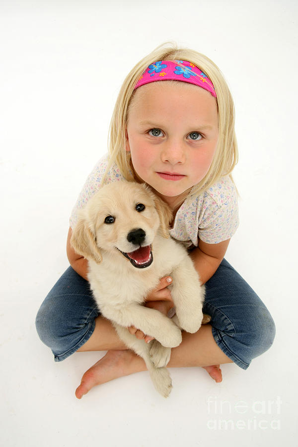 Girl With Puppy Photograph by Jane Burton