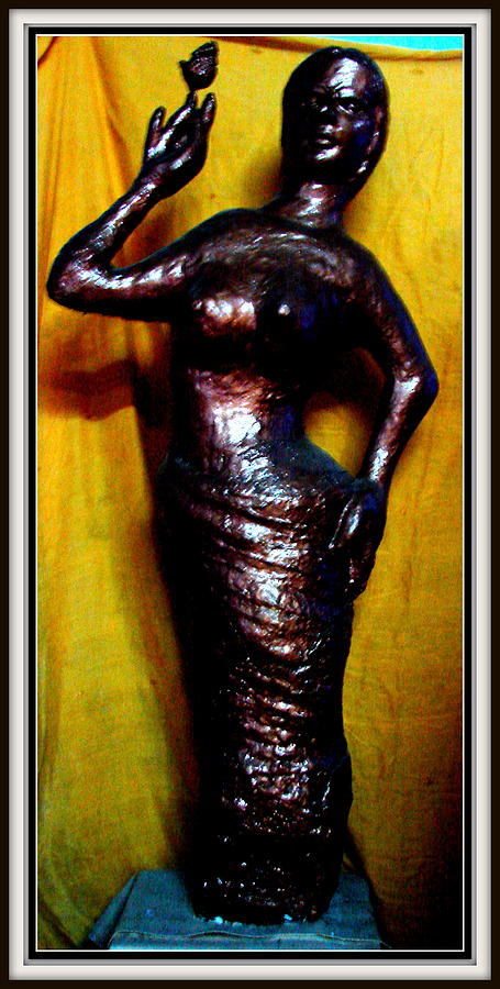 Girl With Rose Sculpture by Anand Swaroop Manchiraju