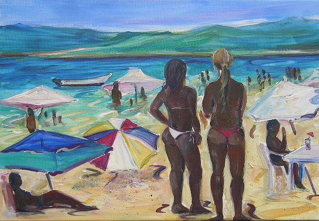 girls from Ipanema Painting by Arlette Fougeras Lavergnolle