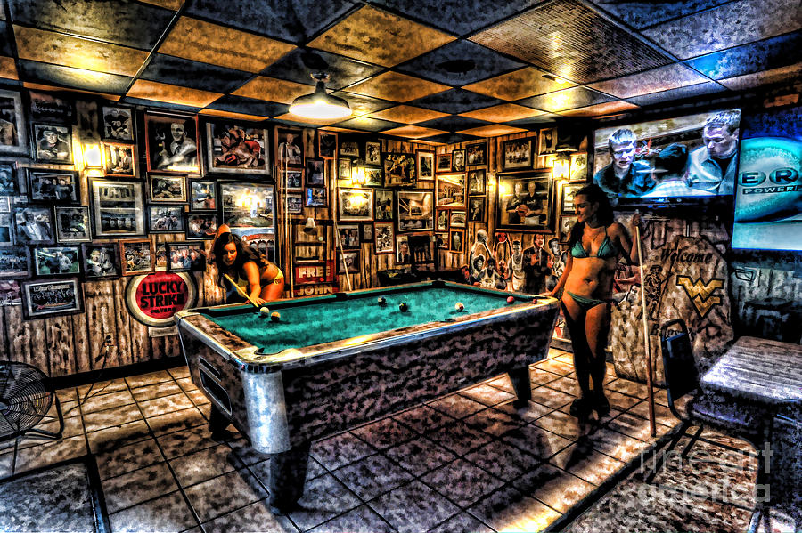 Girls playing pool in bar Photograph by Dan Friend