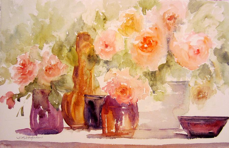 Glass and Roses Painting by Sandra Strohschein