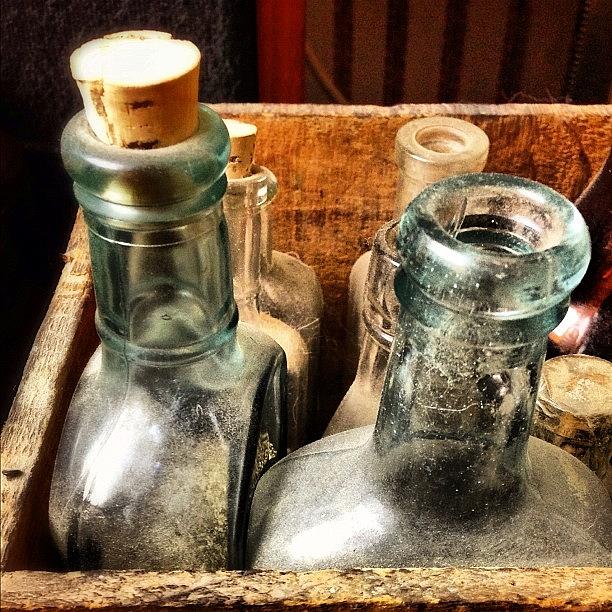 Vintage Photograph - #glass #bottles #antique #vintage by Melaney Wolf