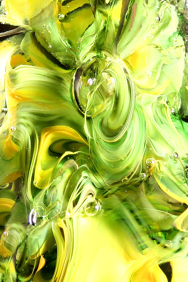 Glass Macro Yellow and Greens Photograph by David Patterson
