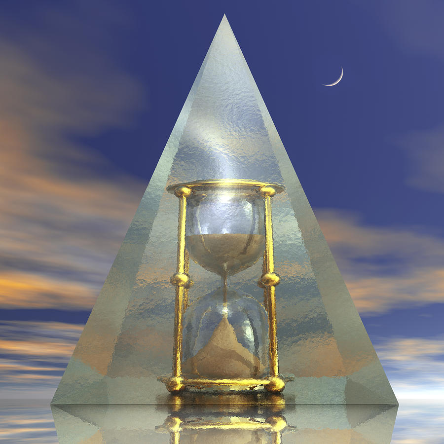 Glass Pyramid With Encased Bronze Hour Glass Photograph by Harald Sund