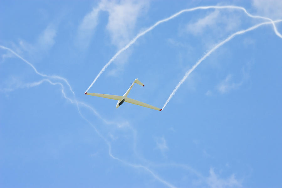 Glider Aerobatics Against Blue Sky Canvas Poster Photo Print Photograph by Keith Webber Jr