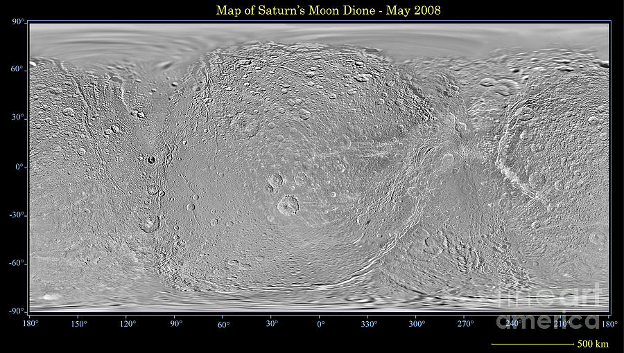 Global Map Of Saturns Moon Dione Photograph by Stocktrek Images