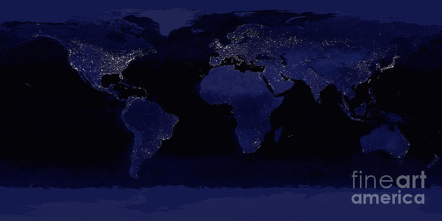 Global View Of Earths City Lights Photograph by Stocktrek Images