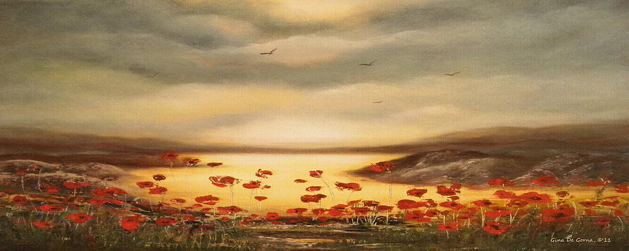 Landscape Painting - Glory - Panoramic Sunset by Gina De Gorna