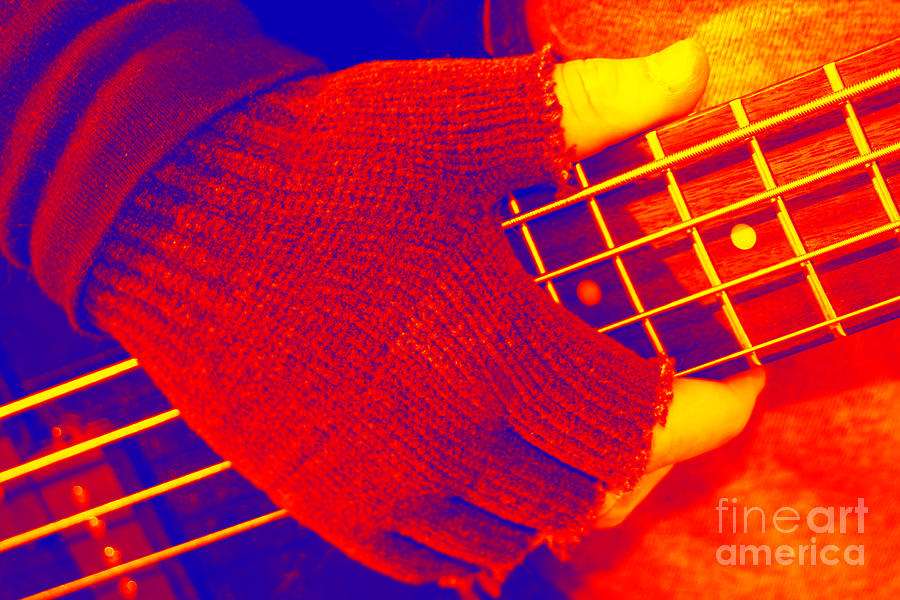 Gloved Hand On Frets Photograph by Susan Stevenson