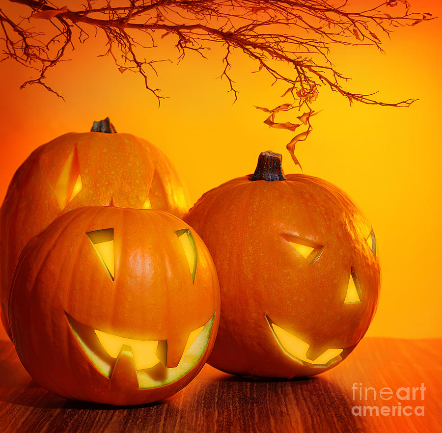 Glowing Halloween pumpkin Photograph by Anna Om