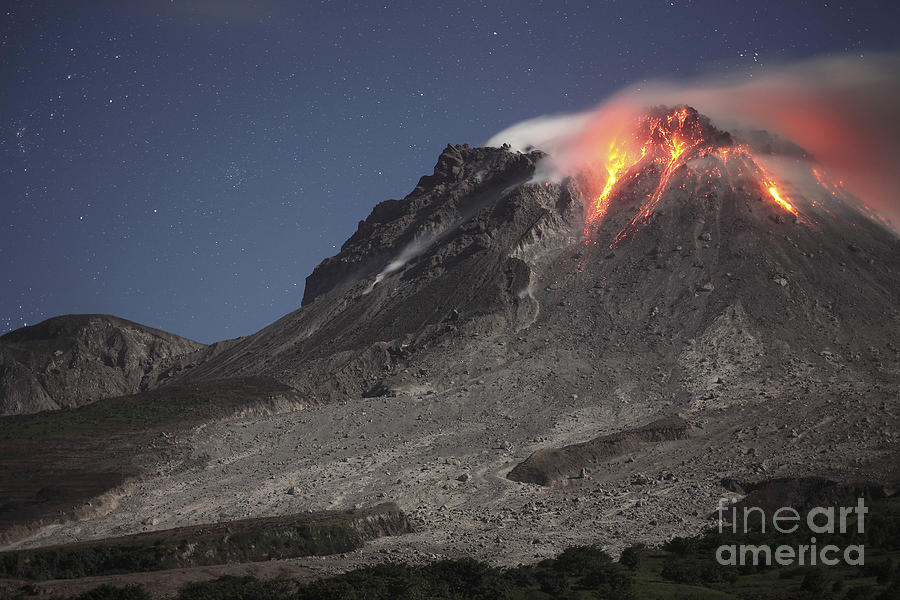 Lava Flows Photograph - Glowing Lava Dome During Eruption by Richard Roscoe