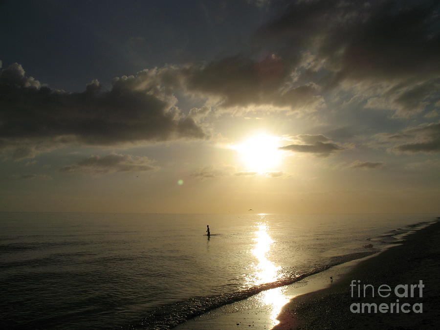 Sunset Photograph - Go For A Swim At Sunset - Sanibel Island by Christiane Schulze Art And Photography