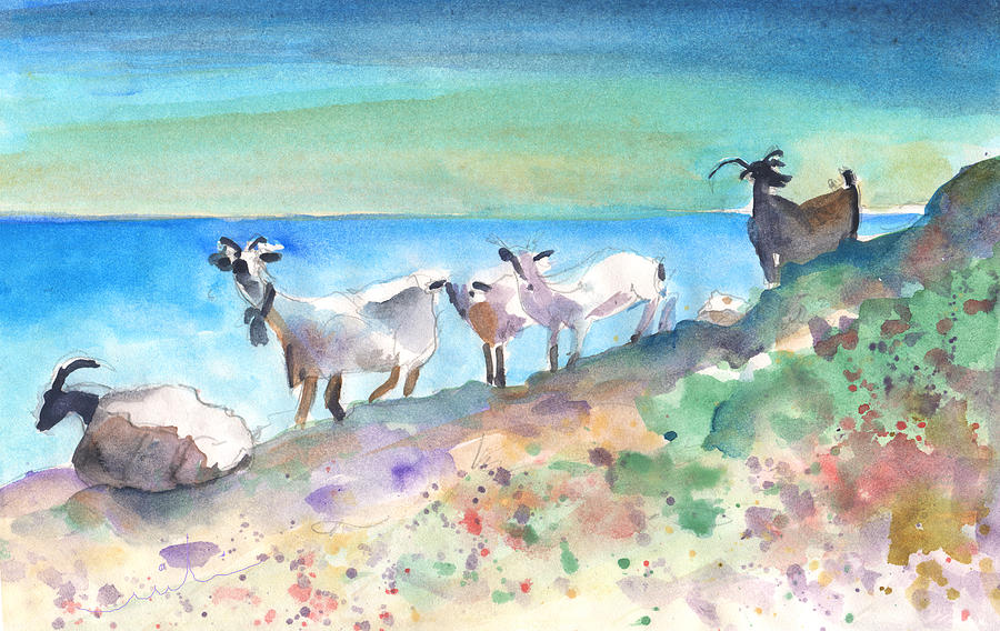 Goats in Agia Galini Painting by Miki De Goodaboom