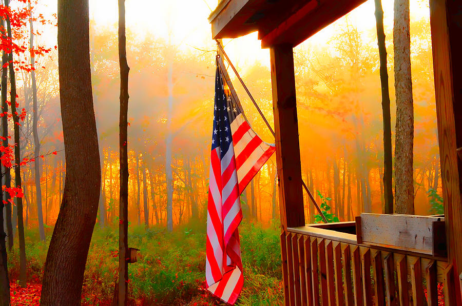 Flag Photograph - God Country Home by Randall Branham