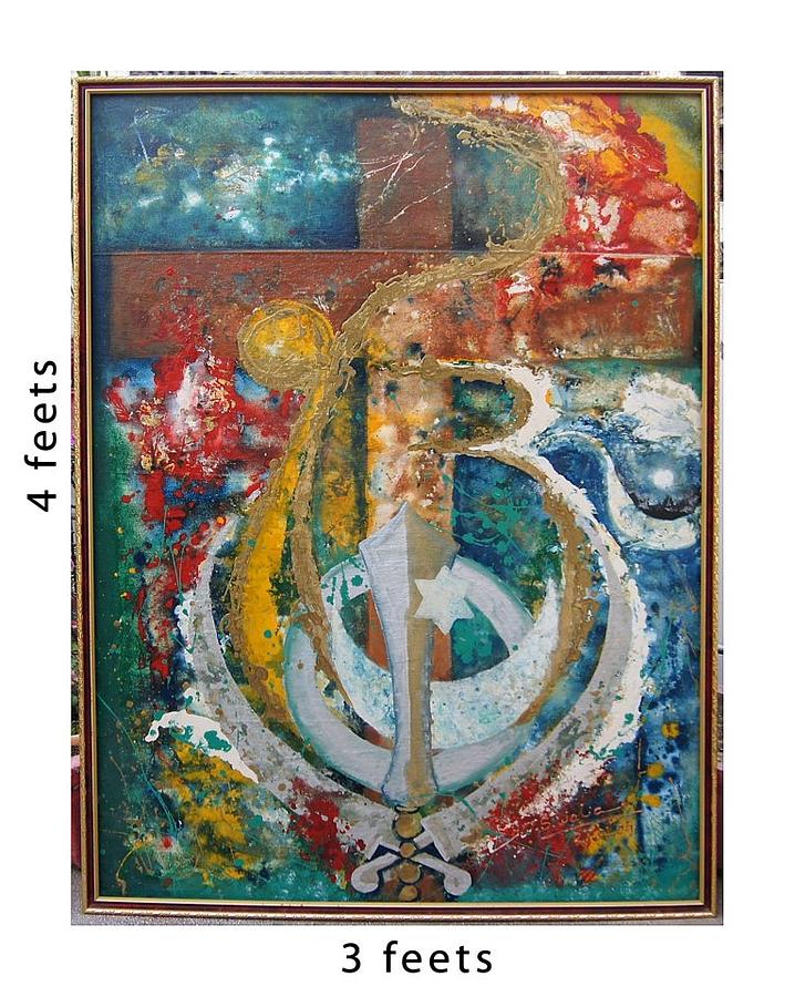 Abstract Painting - God is one by HJS walia