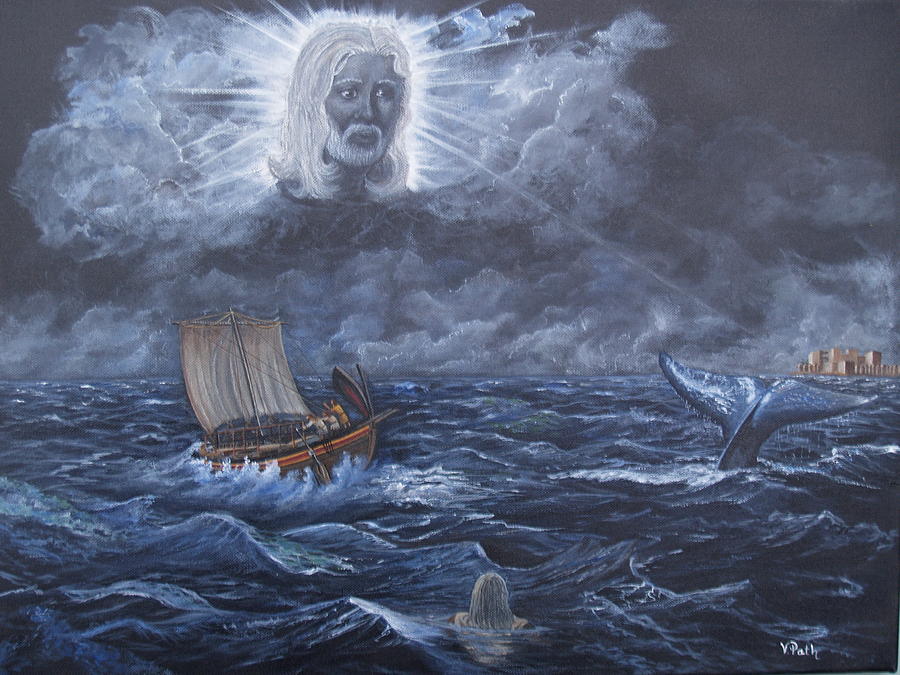 Whale Painting - God Summons the Whale by Vicky Path