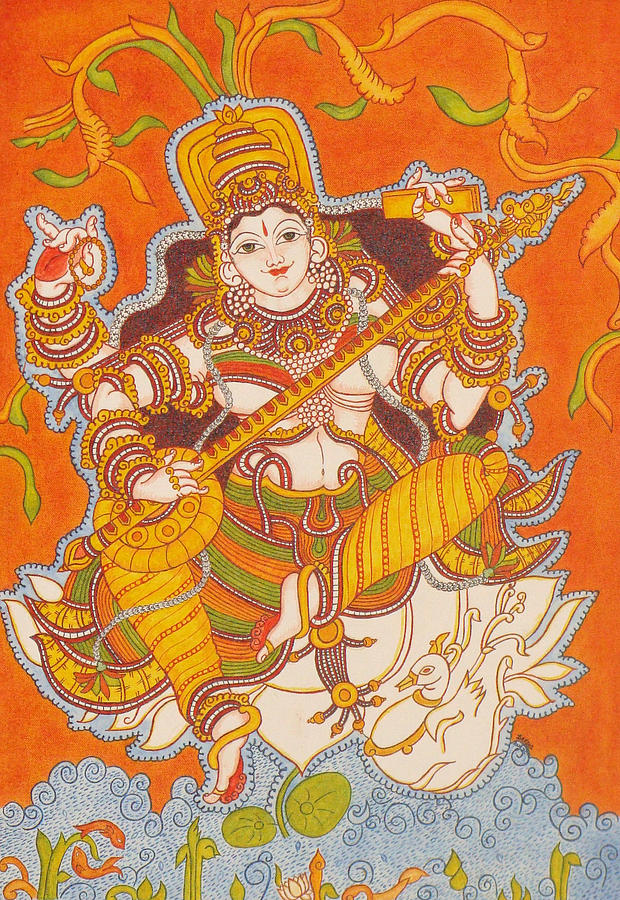 Goddess Saraswathy Painting by Deepa Gopal Sunil | Fine Art America