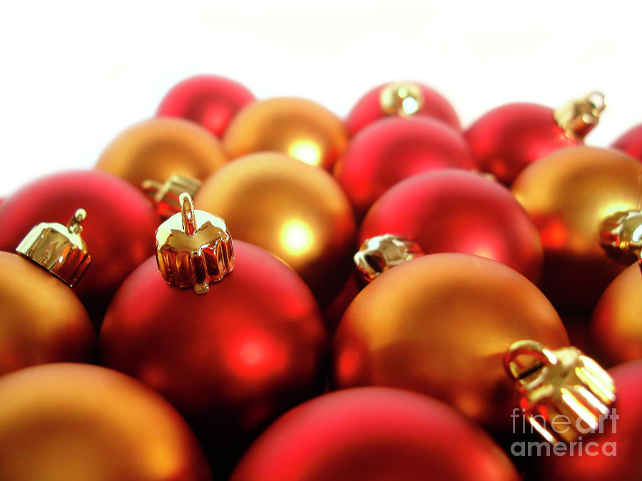 Christmas Photograph - Gold and Red Xmas Balls by Carlos Caetano