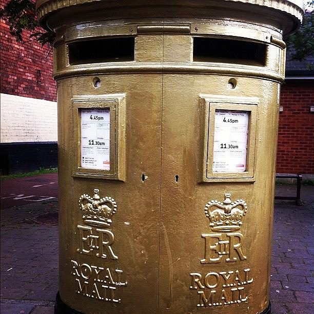 Gold Photograph - Gold Olympic Letter Box by N R