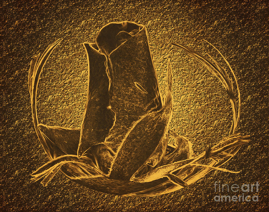 Golden Brown Rosebud Digital Art by Smilin Eyes Treasures