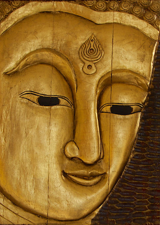 Golden Buddha Head Photograph by Arj Munoz
