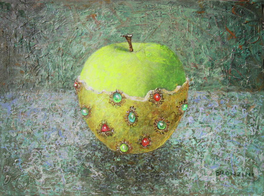 Golden Dress For The Apple Painting by Lolita Bronzini