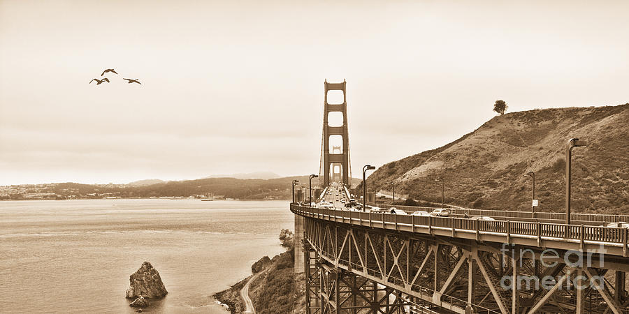Golden Gate Bridge in Sepia Photograph by Betty LaRue