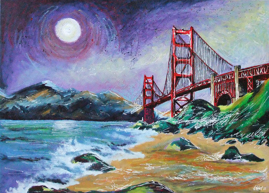 Golden Gate Bridge Painting by Laura Hol Art