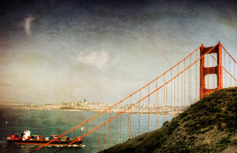 Golden Gate Bridge with Boat San Francisco Photograph by Natasha Bishop