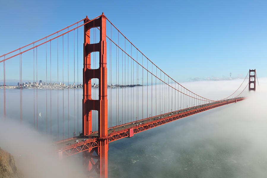 Golden Gate Bridge with fog Photograph by Rainer Grosskopf - Pixels