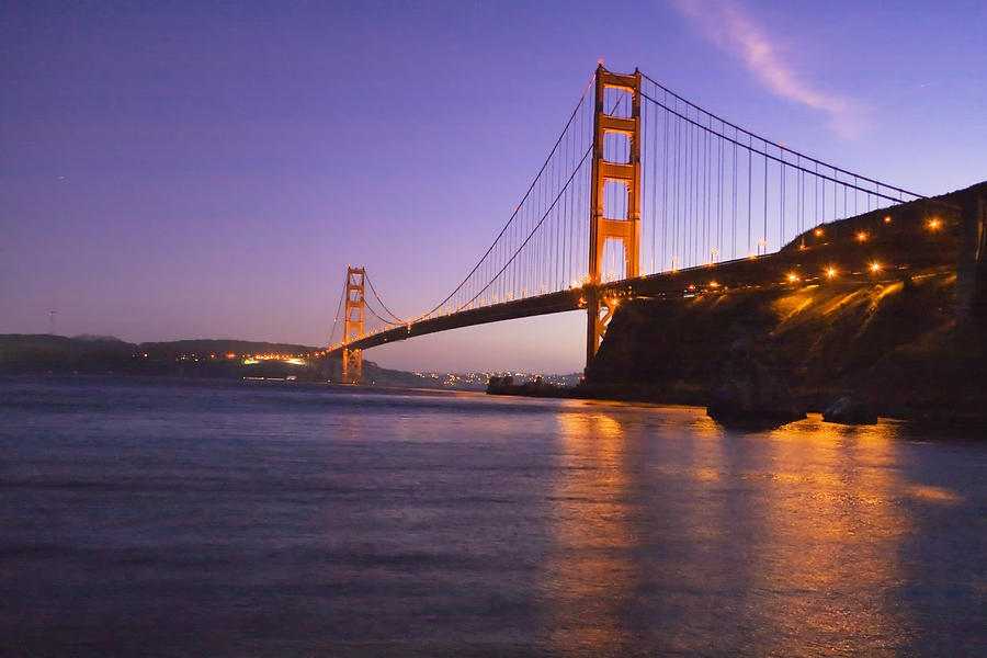 Golden Gate By Night Photograph by Tom Singleton