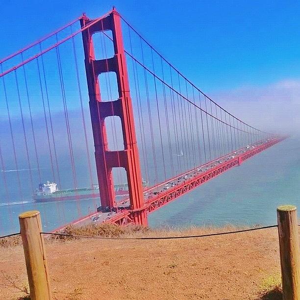 Car Photograph - Golden Gate Up Top #goldengatebridge by Karen Winokan