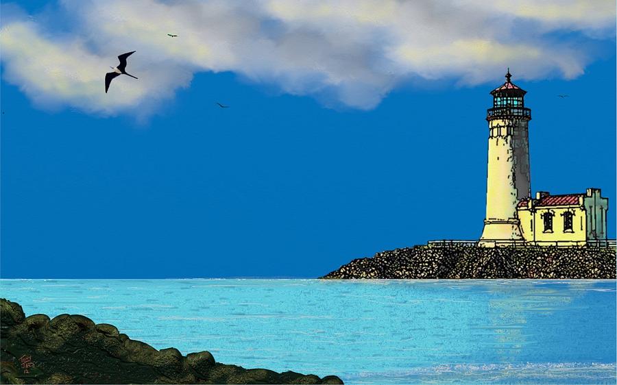 Golden Lighthouse Digital Art by Tony Rodriguez