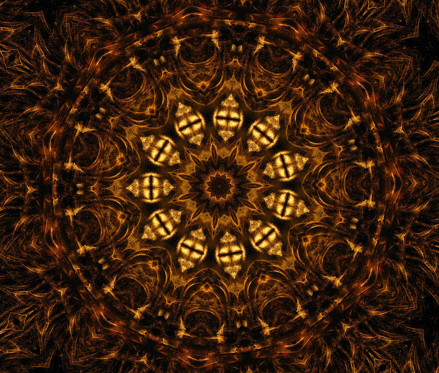 Golden Kaleidoscope 6 Digital Art by Rhonda Barrett