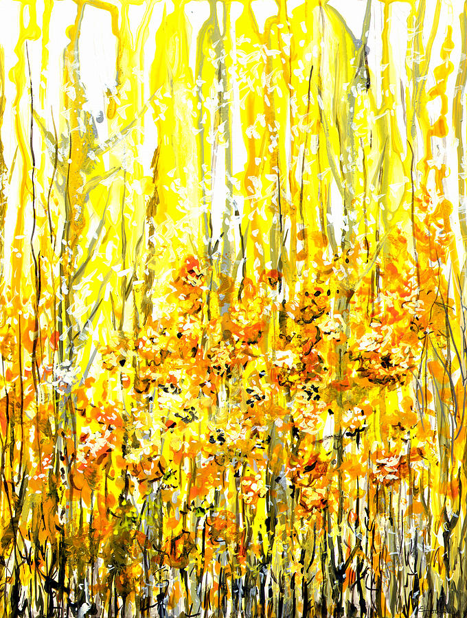 Tree Painting - Golden Meadow by Elaine Hodges
