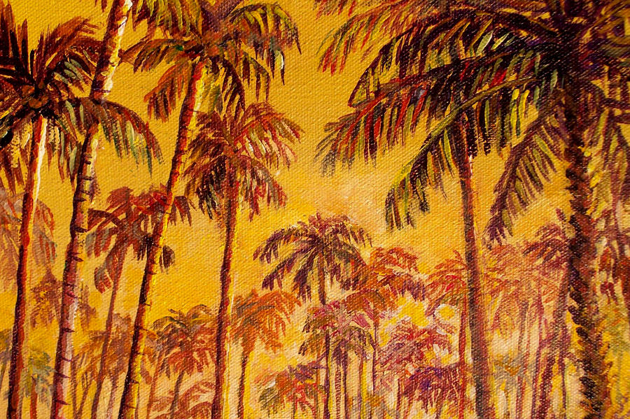 Golden Palm Trees Painting by Lou Ann Bagnall