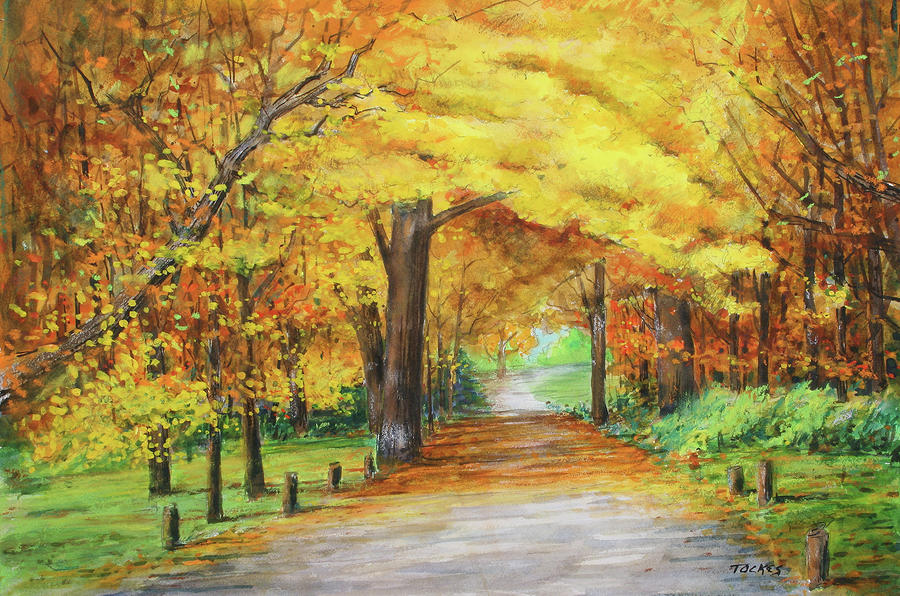 Fall Painting - Golden Pathway by William Tockes