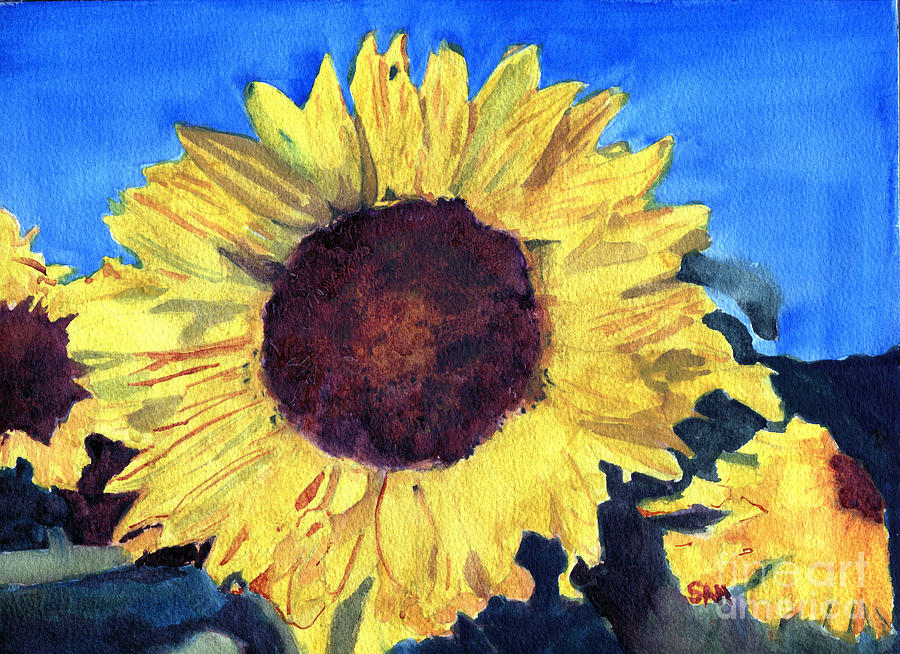 Golden Sunflower Painting by Sandy McIntire