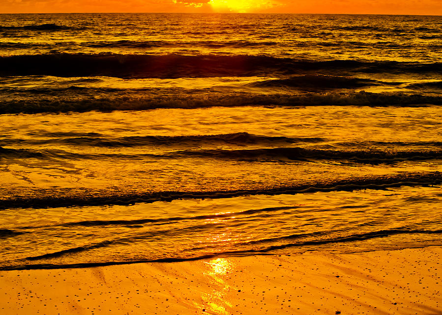 Beach Photograph - Golden Sunrise by Roger Wedegis