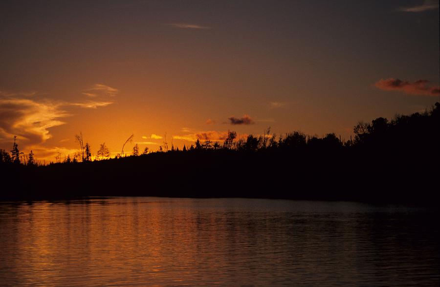 Sunset Photograph - Golden Sunset on Gunflint Lake by Michael Bartlett