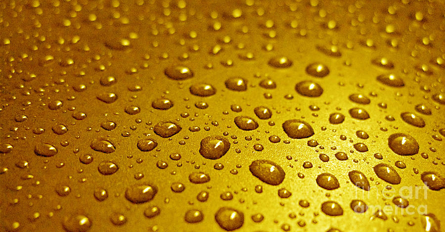 Abstract Photograph - Golden Water Drops. Business card. Invitation etc. by Ausra Huntington nee Paulauskaite