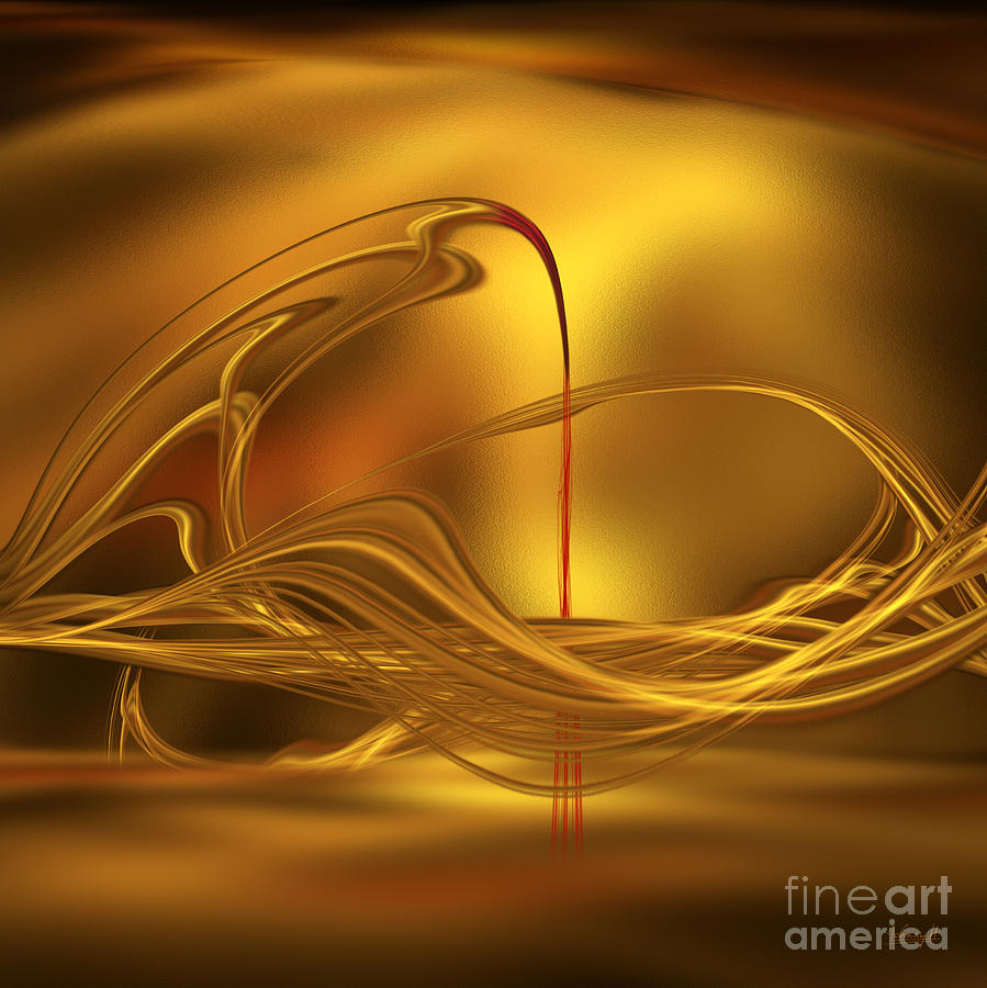 Golden with red flow Digital Art by Johnny Hildingsson