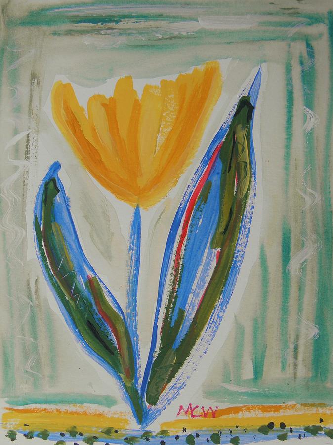 Golden Yellow Tulip Painting by Mary Carol Williams