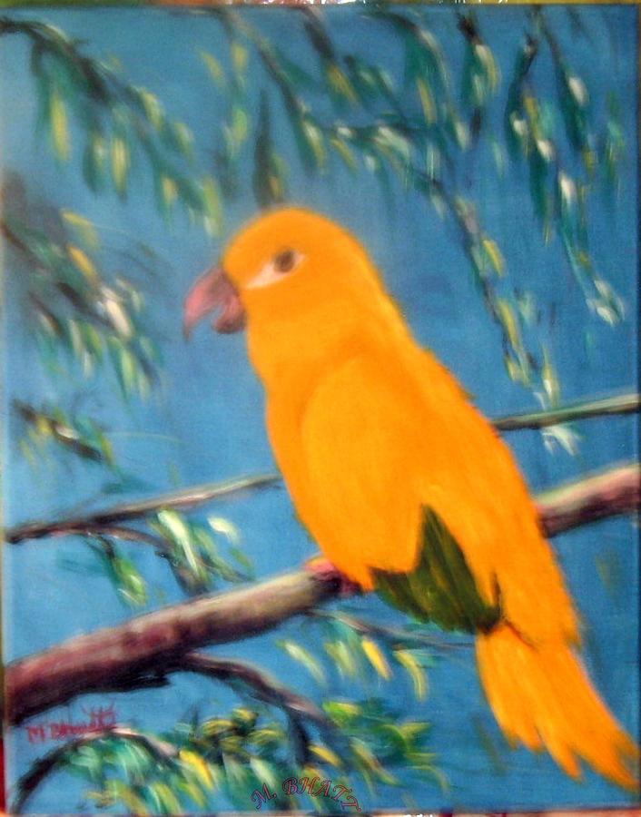 Parrot Painting - Goldenconure by Mbhatt